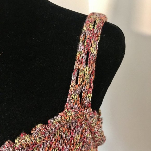 ST JOHN SPORT 2006 Light Paprika Multi Cotton Viscose Chunky Knit Tank Top Large - Picture 4 of 6